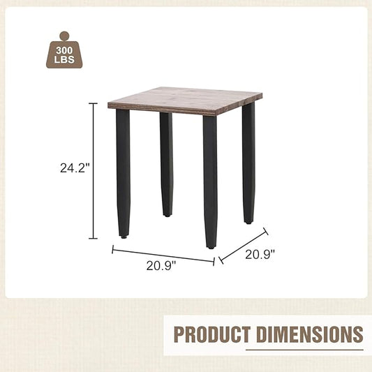 Modern Outdoor Side Table with Wood Grain Top, Stylish Patio Square Table for Patio, Porch, Deck, or Garden