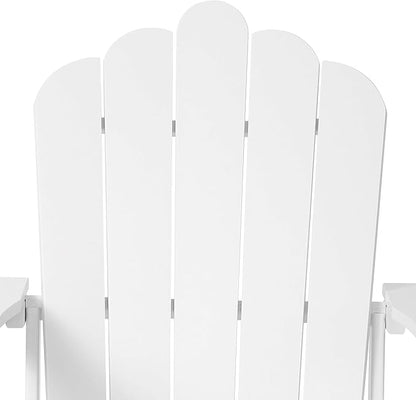 Costaelm Outdoor Patio HDPE Adirondack Chair with Cup Holder, White