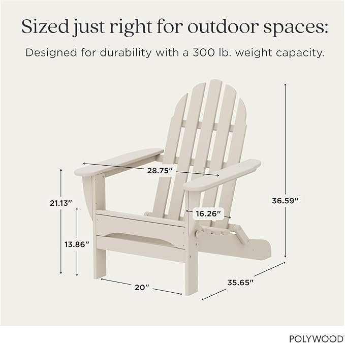 POLYWOOD AD5030SA Classic Folding Adirondack, Sand, 35.00" x 29" x 35.00"
