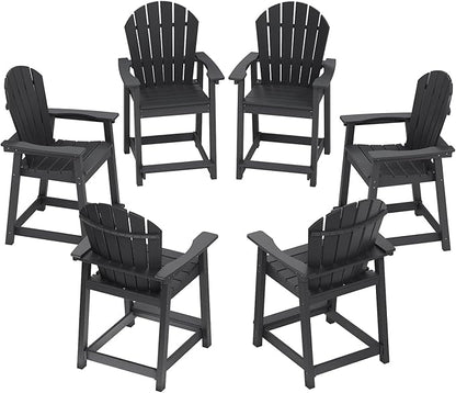 OTSUN Tall Modern Adirondack Chairs Set of 6, All Weather HDPE Bar Height Adirondack Stools Widened Durable Design for Porch Patio Yard Lawn Fire Pit Bistro Basement Indoors & Outdoors