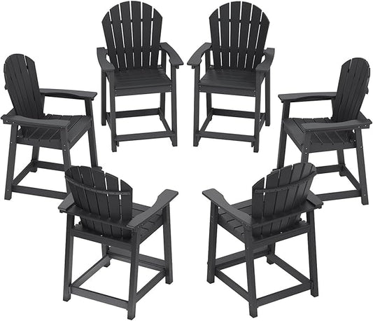 OTSUN Tall Modern Adirondack Chairs Set of 6, All Weather HDPE Bar Height Adirondack Stools Widened Durable Design for Porch Patio Yard Lawn Fire Pit Bistro Basement Indoors & Outdoors