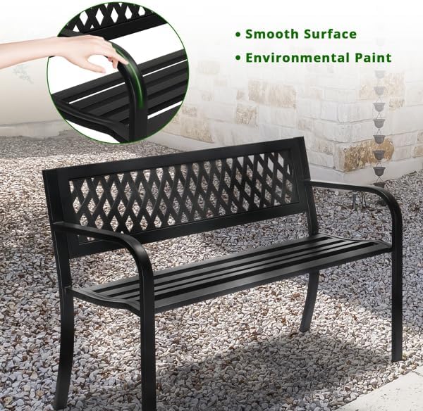 47" Outdoor Bench, 2-Person Garden Benches for Outdoors, All-Weather HIPS Garden Bench,Garden Bench Outdoor Bench Patio Bench for Outdoors Porch Clearance Work Entryway Furniture for Yard 120x52x76cm