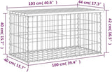 Outdoor Patio Bench Gabion Design 40.6 Inch Solid Pine Wood Garden Seat with Sturdy Steel Basket Base for Backyard, Deck - Photo 2