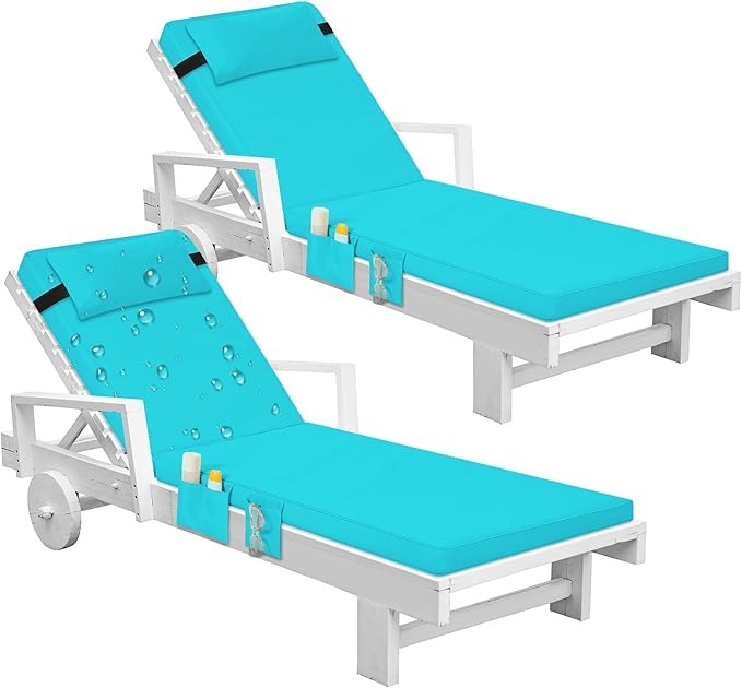 Tondiamo 2 Set Outdoor Chaise Lounge Cushions with Pillows and Storage - Photo 7