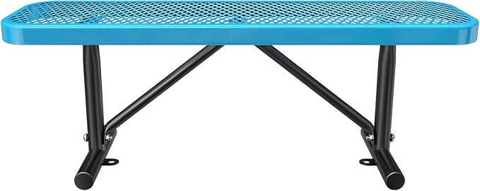 4FT Park Benches for 2-3 People, Weatherproof Commercial Garden Bench, Iron Steel Frame Patio Heavy Duty Mesh Rectangular Outdoor Benches for Outside, Lawn, Yard, Porch Work Entryway