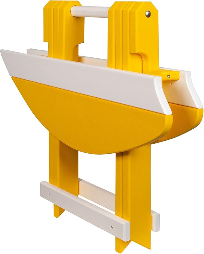 Amish-Made Surfboard Shaped Yellow Poly Folding Side Table