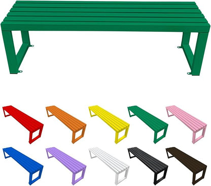 Metal Garden Bench Outdoor Seat 2-Person Patio Benches Park Bench Backless Chair Front Porch Seat 3.3ft 3.9ft 4.9ft 5.9ft Weatherproof Chair for Yard Porch Lawn(Green,5.9ft)