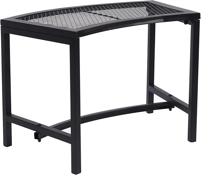 Metal Fire Pit Curved Bench, Backless Powder-Coated Mesh Outdoor Bench, Weatherproof Garden Chair Seating for Firepit Deck Patio Porch Yard, Black