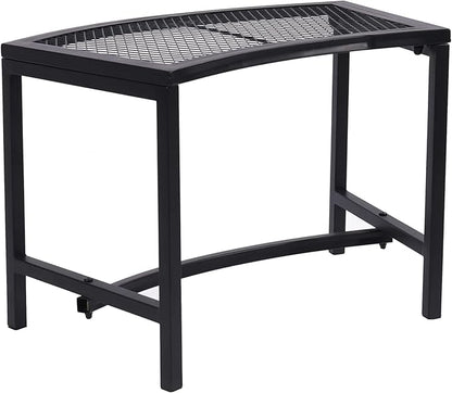 Metal Fire Pit Curved Bench, Backless Powder-Coated Mesh Outdoor Bench, Weatherproof Garden Chair Seating for Firepit Deck Patio Porch Yard, Black