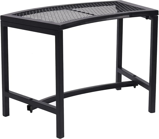 Metal Fire Pit Curved Bench, Backless Powder-Coated Mesh Outdoor Bench, Weatherproof Garden Chair Seating for Firepit Deck Patio Porch Yard, Black