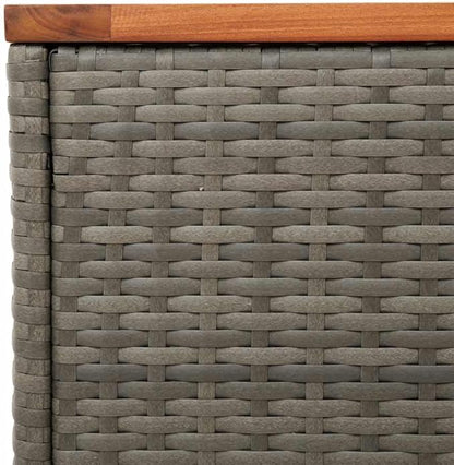 Set of 2 Outdoor Side Tables, Rectangular Patio End Table with Solid Acacia Wood and PE Rattan, Modern Garden Furniture for Backyard, Balcony, and Poolside