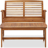 Solid Acacia Wood Garden Bench, Outdoor Patio Lounge Seating - Photo 3