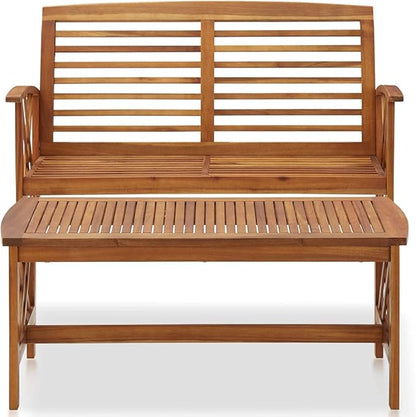 Solid Acacia Wood Garden Bench, Outdoor Patio Lounge Seating, Weather-Resistant Rectangular Natural Wood Furniture for Backyard, Terrace, and Garden