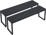 VICLLAX 3-Person Outdoor Bench, 2 Pieces 53" Long Garden Bench Backless Porch Patio Bench Metal Park Bench, Black - Photo 1