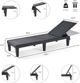 Nestl Patio Chairs - Black Chaise Lounge Chair Outdoor, 5-Position Adjustable Sun Tanning Chair - Photo 3