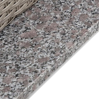 Pemberly Row Outdoor Patio Table, Gray PE Wicker and Granite Base, Weather Resistant, Square 23.62 x 23.62 x 29.13 in Bistro Table for Balcony, Deck, or Small Patio Dining Use