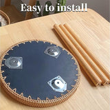 Small Rattan Side Table/Round Coffee Table for Small Spaces, Mini Modern Coffee Table with Shell Design Tray - Photo 6