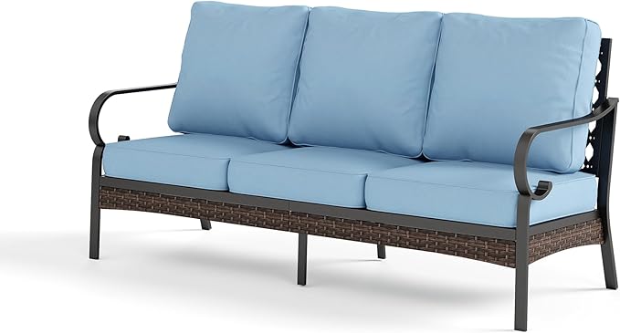 Metal Patio Furniture Sofa with 5.75" Extra Thick Cushion - Photo 8