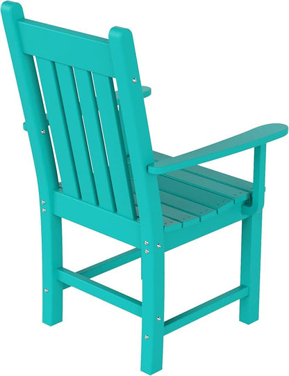 WestinTrends Malibu Classic Outdoor Dining Adirondack Chairs with Arms, All Weather Poly Lumber for Patio Restaurant Bistro Chairs Support 350 LBS, Arched Backrest and Curved Seat, Turquoise