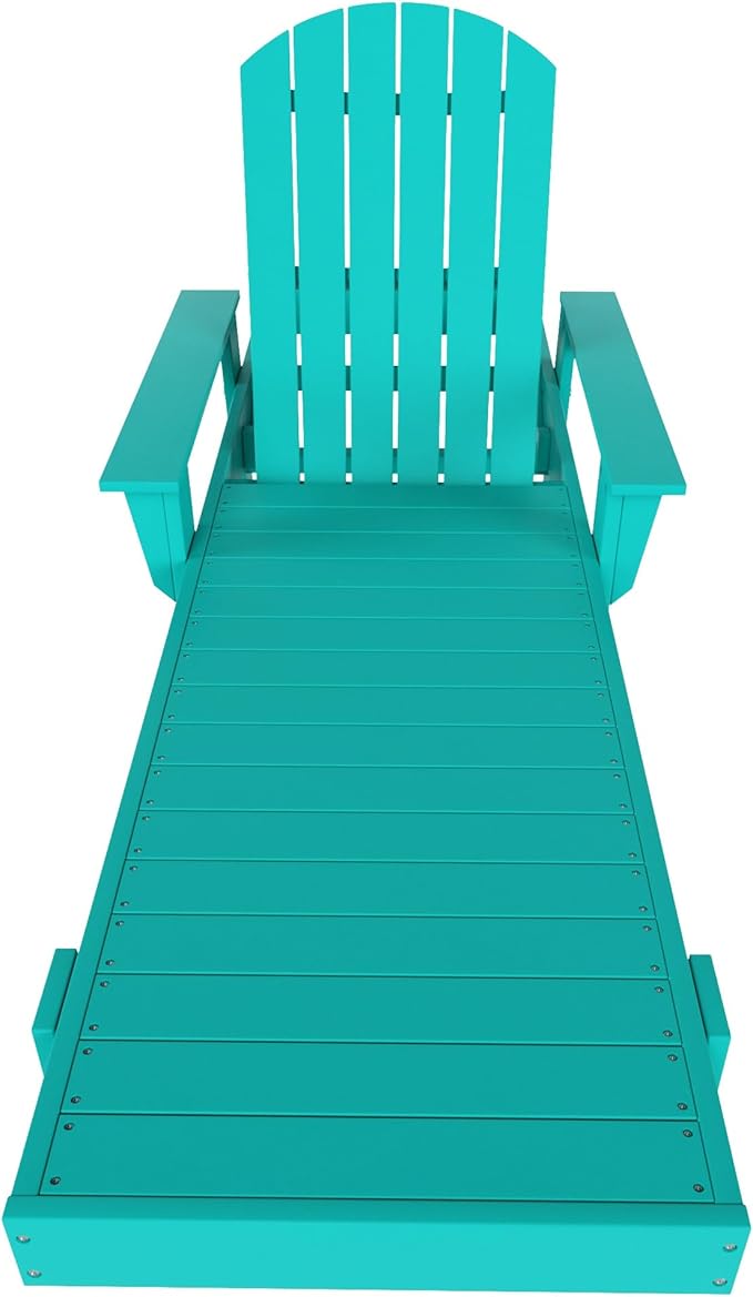 WestinTrends Dylan HDPE Outdoor Patio Poly Adirondack Reclining Chaise Lounge with Arms, Turquoise