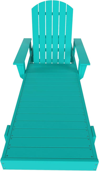 WestinTrends Dylan HDPE Outdoor Patio Poly Adirondack Reclining Chaise Lounge with Arms, Turquoise