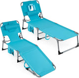 Giantex Face Down Tanning Chair, Folding Beach Lounge Chair w/ 4-Position Adjustable Backrest - Photo 1