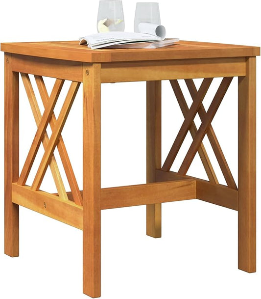 Outdoor Side Table, Solid Acacia Wood End Table for Patio, Garden, or Backyard, 18-Inch Small Round Side Table with Oiled Finish, Weather-Resistant Accent Furniture for Drinks and Books