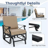 Black Metal Patio Glider Chair Outdoor Rocking Chair, Ergonomic Gliding Bench for Porch Garden Heavy Duty Lawn Furniture - Photo 5
