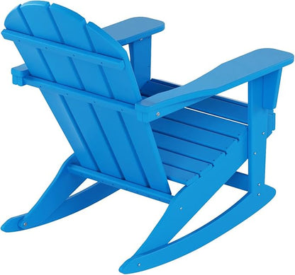 WestinTrends Malibu Outdoor Patio Porch Rocking Adirondack Chair (Set of 4), Pacific Blue