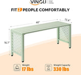 VINGLI 40in Outdoor Metal Bench, All-Weathe Backless Patio Bench with Slatted Seat＆Floral Side Panels - Photo 3