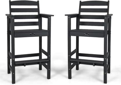 FUNBERRY Bar Height Outdoor Chairs, Tall Adirondack Chairs Set of 2, All Weather HDPE Outdoor Bar Chair for Bistro Patio Balcony