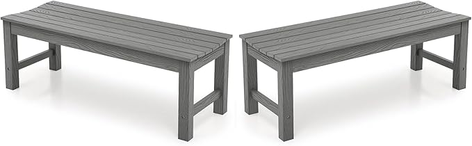 Stoog Outdoor Benches Set of 2, 2-Person Backless Patio Bench - Photo 1