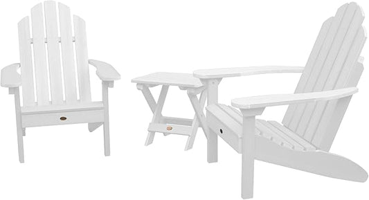 highwood Classic Westport Adirondack Chairs with Side Table, White