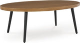 Signature Design by Ashley Horizon Hall Casual Outdoor Coffee Table with 4 Legs, Light Brown & Black - Photo 1