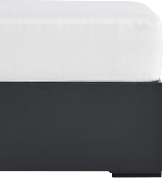 Modway Tahoe Aluminum Ottoman in Gray White with Weather-Resistant Cushion-Ideal as Outdoor Footstool - Photo 6