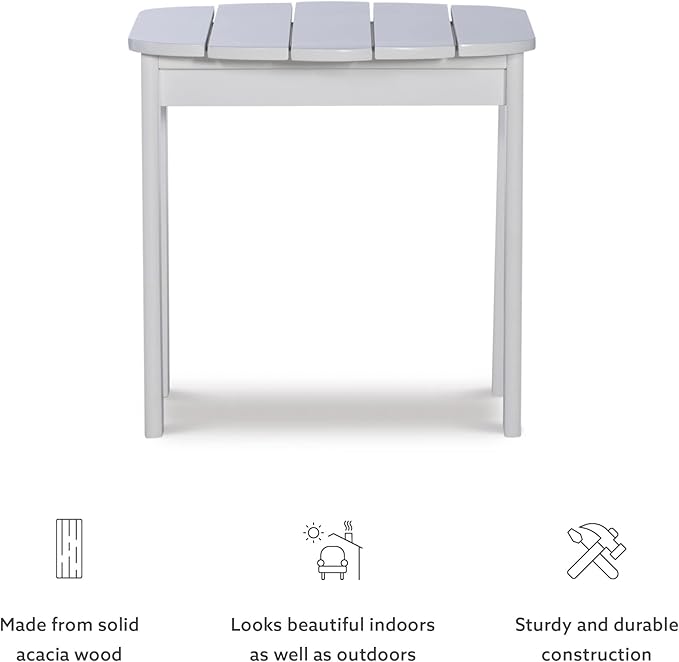 Linon Adirondack, White End Table, 18.5"D x 18.11"W x 18.11"H