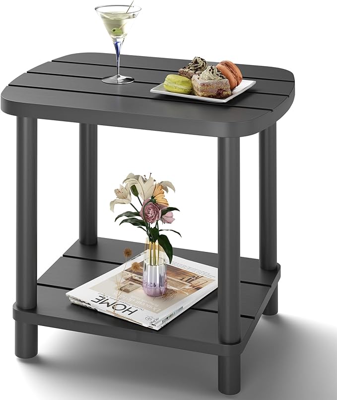 Outdoor Side Table, Adirondack Outdoor Patio Table, Bamboo Small Patio End Tables for Pool, Porch, Backyard - Photo 1