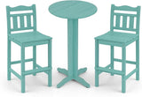 3-Piece Outdoor Bar Set, HDPE Adirondack Bar Height Chairs Set of 2 and Round Bar Table - Photo 1