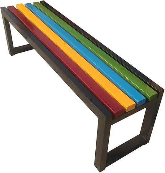 Outdoor Garden Bench, Metal Frame with Wood Patio Dining Bench, 3.3ft 3.9ft 4.9ft 5.9ft Weatherproof Park Front Porch Benches for Backyard Outside, Entryway Chair, Outdoor Furniture(Black,5.9ft)