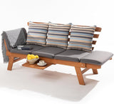 IDZO Amelie Outdoor Daybed Sofa: 750lbs Max Weight Support, Sleeper Chair with Armrest, Coffee Tray, 3 Pillows, FSC Wood - Photo 7