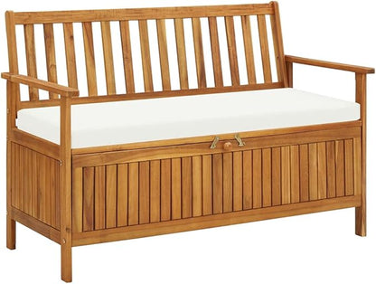Grand Outdoor Bench,Garden Bench with Armrests,Patio Bench for Outdoors Lawn Yard,Patio Storage Bench Solid Acacia Wood 47.2"x24.8"x33.1"