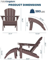 6-Piece Folding Adirondack Chair Set with Cup Holders, Ottomans, Side Table & 9FT Patio Umbrella with Base - Photo 2