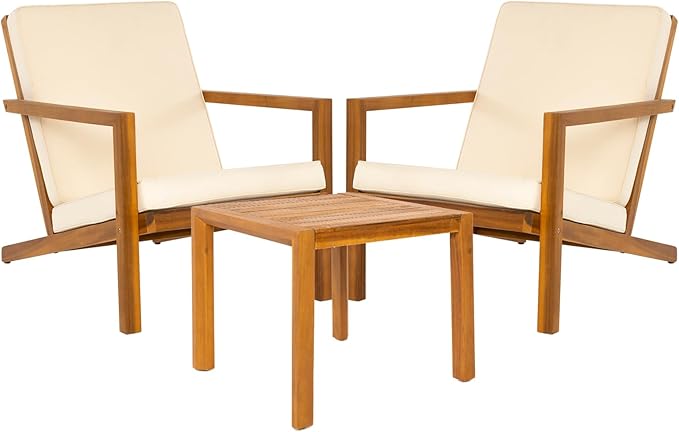 IDZO Natural 3-Piece Patio Bistro Sets with Foldable 400lbs Weight Chairs, a 220lbs Shelf Table - Photo 4