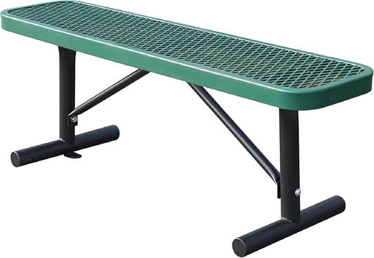 4FT Metal Park Bench for Outside, All-Weather Thermoplastic Coating Outdoor Bench with Anchor, Commercial Heavy Duty Benches for Shopping Malls, Stores, Parks, Patios, Decks, Green