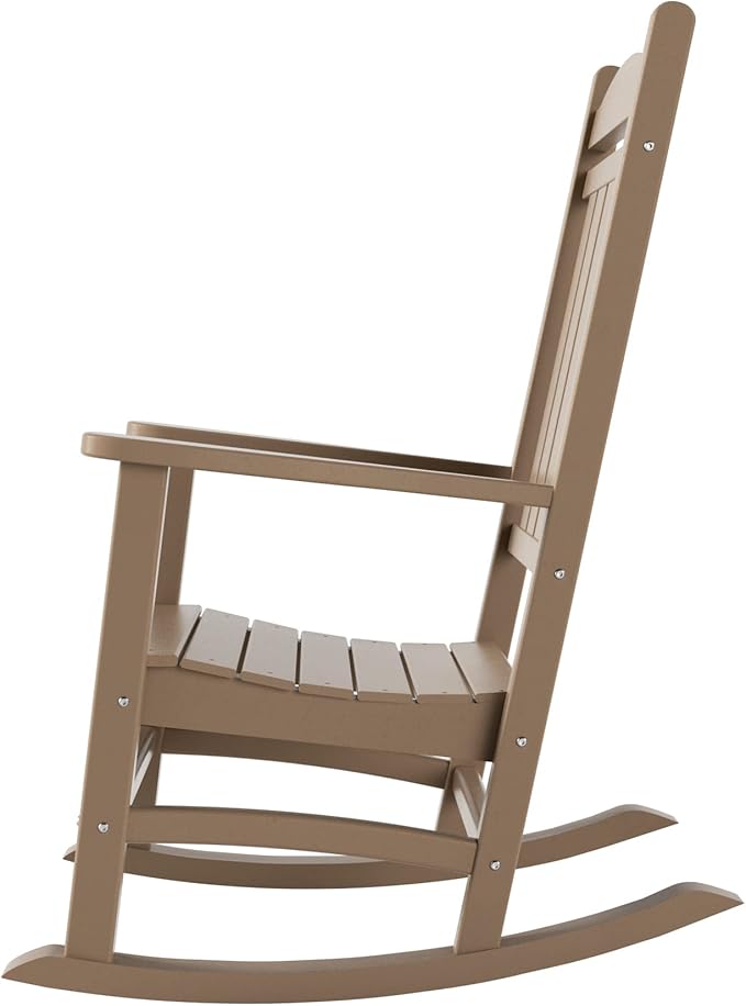 WestinTrends Malibu Malibu Outdoor Patio Poly Classic Porch Rocking Chair (Set of 4), Weathered Wood - Photo 6