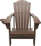 Folding Adirondack Chair Set of 8, HDPE All-Weather Outdoor Chair with Cup Holder, Wooden Textured, Fire Pit Chair - Photo 8