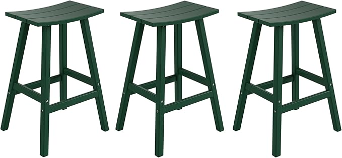 WestinTrends Malibu Malibu 29 Inch High Backless Seat Bar Stools (Set of 3), Dark Green