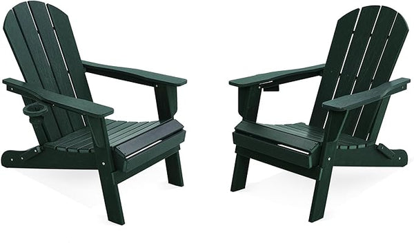 LOUNZY Folding Adirondack Chair Set of 2, Green - Photo 1