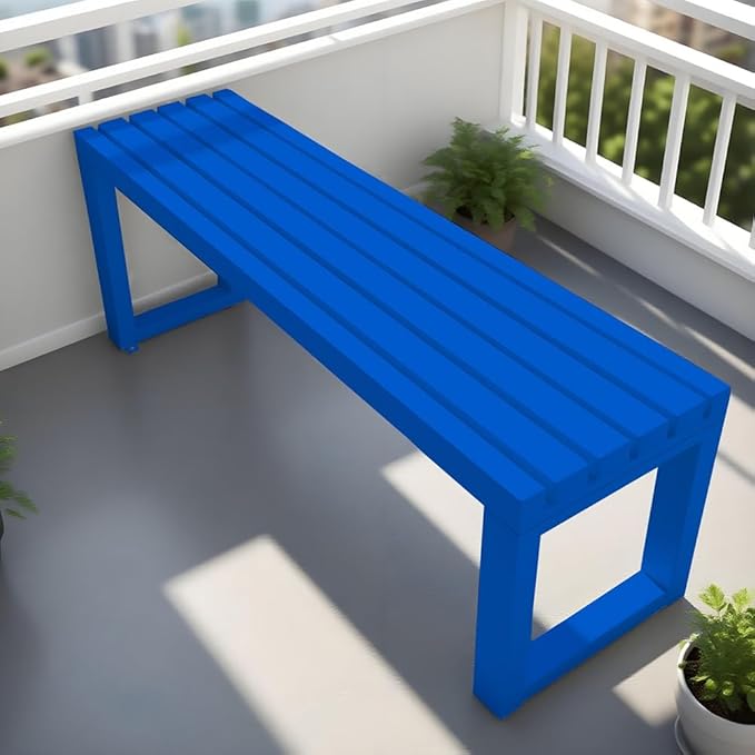 Metal Garden Bench Outdoor Seat 2-Person Patio Benches Park Bench Backless Chair Front Porch Seat 3.3ft 3.9ft 4.9ft 5.9ft Weatherproof Chair for Yard Porch Lawn(Blue,3.93ft)