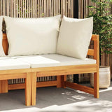 Corner Sofa with Solid Acacia Wood Frame and Plush Polyester Cushions for Outdoor Patio Garden Seating Modern Design - Photo 1
